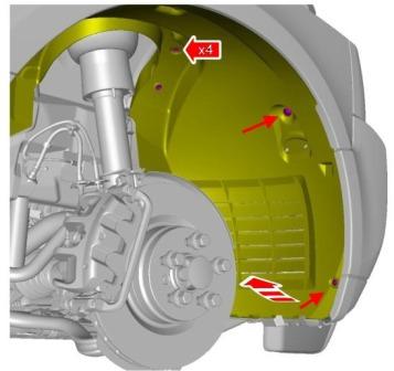 the scheme of fastening of the front bumper Land Rover Range Rover III (2002-2012)